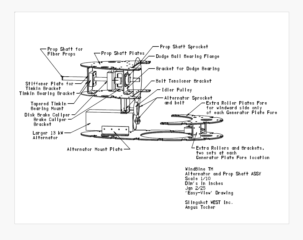 WindBine TM Alternator and Prop Shaft ASSY