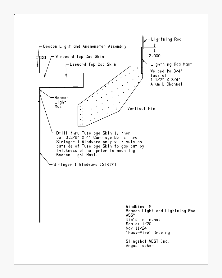 WindBine TM Beacon Light and Lightning Rod ASSY