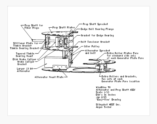 WindBine TM Alternator and Prop Shaft ASSY