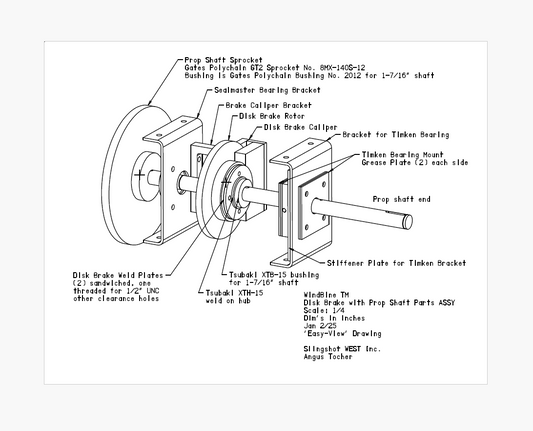 WindBine TM Disk Brake with Prop Shaft Parts ASSY
