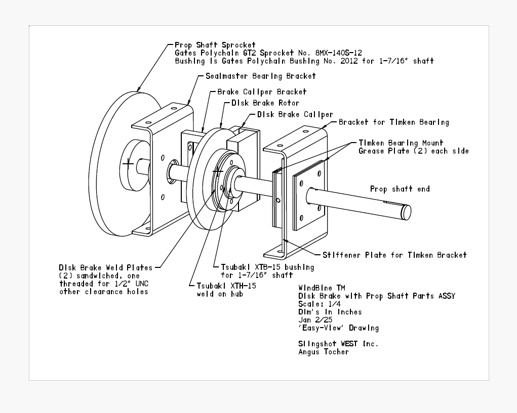 WindBine TM Disk Brake with Prop Shaft Parts ASSY