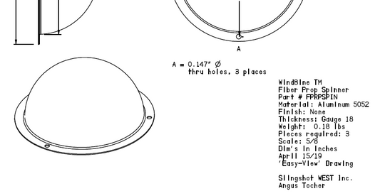 WindBine TM Fiber Prop Spinner (Drawing only for now) - Part #FPRPSPIN