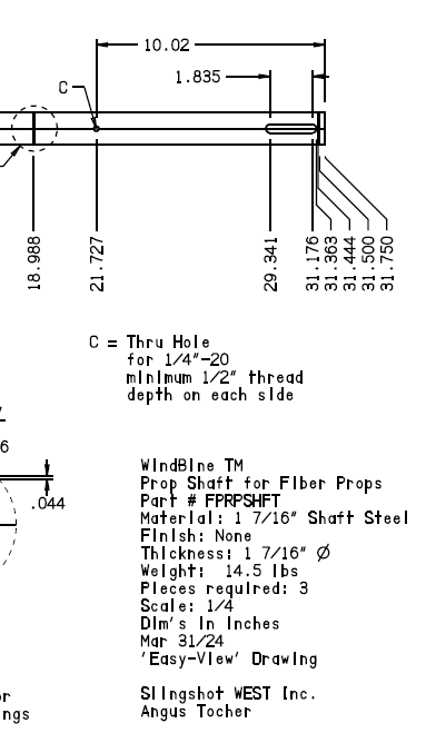 WindBine TM Prop Shaft for Fiber Props - Part #FPRPSHFT